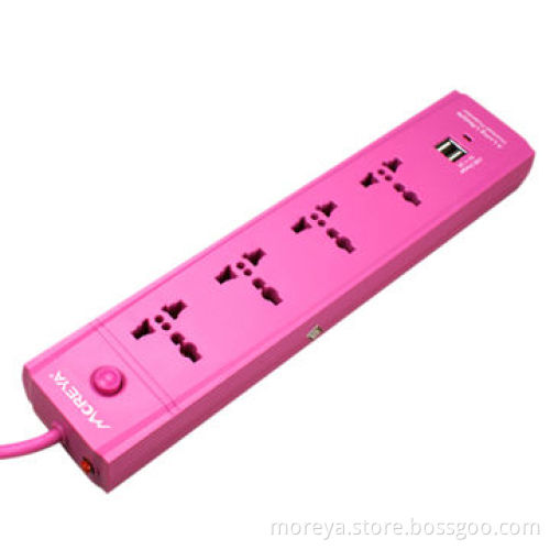 Power strip of universal standard, with 4 socket outlets + 2 USB plugs, extension cord